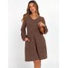 image:imageANRABESS Womens Long Lantern Sleeve Ribbed Knit Dresses V Neck Casual 2025 Fall Winter Flowy Swing Tunic Sweater Short DressBrown