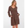 image:imageANRABESS Womens Long Lantern Sleeve Ribbed Knit Dresses V Neck Casual 2025 Fall Winter Flowy Swing Tunic Sweater Short DressBrown