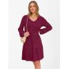 image:imageANRABESS Womens Long Lantern Sleeve Ribbed Knit Dresses V Neck Casual 2025 Fall Winter Flowy Swing Tunic Sweater Short DressBurgundy