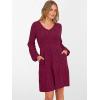 image:imageANRABESS Womens Long Lantern Sleeve Ribbed Knit Dresses V Neck Casual 2025 Fall Winter Flowy Swing Tunic Sweater Short DressBurgundy