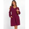 image:imageANRABESS Womens Long Lantern Sleeve Ribbed Knit Dresses V Neck Casual 2025 Fall Winter Flowy Swing Tunic Sweater Short DressBurgundy