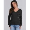 image:imageANRABESS Womens Long Sleeve Cable Knit Sweater 2025 Fall Fashion V Neck Fitted Pullover Top Business Casual Work Fall OutfitsBlack