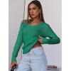 image:imageANRABESS Womens Long Sleeve Cable Knit Sweater 2025 Fall Fashion V Neck Fitted Pullover Top Business Casual Work Fall OutfitsGreen