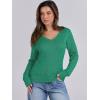image:imageANRABESS Womens Long Sleeve Cable Knit Sweater 2025 Fall Fashion V Neck Fitted Pullover Top Business Casual Work Fall OutfitsGreen