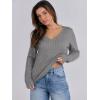 image:imageANRABESS Womens Long Sleeve Cable Knit Sweater 2025 Fall Fashion V Neck Fitted Pullover Top Business Casual Work Fall OutfitsGrey