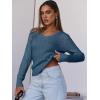 image:imageANRABESS Womens Long Sleeve Cable Knit Sweater 2025 Fall Fashion V Neck Fitted Pullover Top Business Casual Work Fall OutfitsIndigo Blue