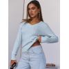 image:imageANRABESS Womens Long Sleeve Cable Knit Sweater 2025 Fall Fashion V Neck Fitted Pullover Top Business Casual Work Fall OutfitsLight Blue