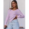 image:imageANRABESS Womens Long Sleeve Cable Knit Sweater 2025 Fall Fashion V Neck Fitted Pullover Top Business Casual Work Fall OutfitsLight Purple