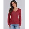 image:imageANRABESS Womens Long Sleeve Cable Knit Sweater 2025 Fall Fashion V Neck Fitted Pullover Top Business Casual Work Fall OutfitsRed