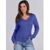 image:imageANRABESS Womens Long Sleeve Cable Knit Sweater 2025 Fall Fashion V Neck Fitted Pullover Top Business Casual Work Fall OutfitsRoyal Blue