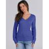 image:imageANRABESS Womens Long Sleeve Cable Knit Sweater 2025 Fall Fashion V Neck Fitted Pullover Top Business Casual Work Fall OutfitsRoyal Blue