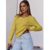 image:imageANRABESS Womens Long Sleeve Cable Knit Sweater 2025 Fall Fashion V Neck Fitted Pullover Top Business Casual Work Fall OutfitsYellow