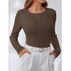 image:imageANRABESS Womens Long Sleeve Cable Knit Sweater Jumper Crewneck Pullover Soft Dressy Casual Tops Cute 2025 Fall Trendy OutfitsCoffee