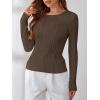 image:imageANRABESS Womens Long Sleeve Cable Knit Sweater Jumper Crewneck Pullover Soft Dressy Casual Tops Cute 2025 Fall Trendy OutfitsCoffee