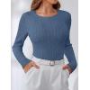 image:imageANRABESS Womens Long Sleeve Cable Knit Sweater Jumper Crewneck Pullover Soft Dressy Casual Tops Cute 2025 Fall Trendy OutfitsIndigo