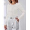 image:imageANRABESS Womens Long Sleeve Cable Knit Sweater Jumper Crewneck Pullover Soft Dressy Casual Tops Cute 2025 Fall Trendy OutfitsOff Cream White