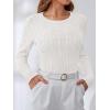 image:imageANRABESS Womens Long Sleeve Cable Knit Sweater Jumper Crewneck Pullover Soft Dressy Casual Tops Cute 2025 Fall Trendy OutfitsOff Cream White