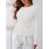 image:imageANRABESS Womens Long Sleeve Cable Knit Sweater Jumper Crewneck Pullover Soft Dressy Casual Tops Cute 2025 Fall Trendy OutfitsOff Cream White