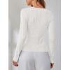 image:imageANRABESS Womens Long Sleeve Cable Knit Sweater Jumper Crewneck Pullover Soft Dressy Casual Tops Cute 2025 Fall Trendy OutfitsOff Cream White