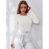image:imageANRABESS Womens Long Sleeve Cable Knit Sweater Jumper Crewneck Pullover Soft Dressy Casual Tops Cute 2025 Fall Trendy OutfitsOff Cream White