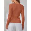 image:imageANRABESS Womens Long Sleeve Cable Knit Sweater Jumper Crewneck Pullover Soft Dressy Casual Tops Cute 2025 Fall Trendy OutfitsRust