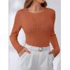 image:imageANRABESS Womens Long Sleeve Cable Knit Sweater Jumper Crewneck Pullover Soft Dressy Casual Tops Cute 2025 Fall Trendy OutfitsRust