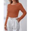 image:imageANRABESS Womens Long Sleeve Cable Knit Sweater Jumper Crewneck Pullover Soft Dressy Casual Tops Cute 2025 Fall Trendy OutfitsRust