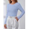 image:imageANRABESS Womens Long Sleeve Cable Knit Sweater Jumper Crewneck Pullover Soft Dressy Casual Tops Cute 2025 Fall Trendy OutfitsSky Blue