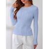 image:imageANRABESS Womens Long Sleeve Cable Knit Sweater Jumper Crewneck Pullover Soft Dressy Casual Tops Cute 2025 Fall Trendy OutfitsSky Blue