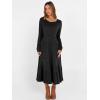 image:imageANRABESS Womens Long Sleeve Midi Dress Spring Rib Knit Crew Neck A Line Soft Flowy Swing Dresses with Pocket Casual TrendyBlack