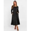 image:imageANRABESS Womens Long Sleeve Midi Dress Spring Rib Knit Crew Neck A Line Soft Flowy Swing Dresses with Pocket Casual TrendyBlack