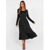 image:imageANRABESS Womens Long Sleeve Midi Dress Spring Rib Knit Crew Neck A Line Soft Flowy Swing Dresses with Pocket Casual TrendyBlack