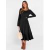 image:imageANRABESS Womens Long Sleeve Midi Dress Spring Rib Knit Crew Neck A Line Soft Flowy Swing Dresses with Pocket Casual TrendyBlack