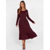 image:imageANRABESS Womens Long Sleeve Midi Dress Spring Rib Knit Crew Neck A Line Soft Flowy Swing Dresses with Pocket Casual TrendyBurgundy