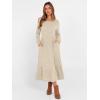 image:imageANRABESS Womens Long Sleeve Midi Dress Spring Rib Knit Crew Neck A Line Soft Flowy Swing Dresses with Pocket Casual TrendyLight Khaki
