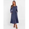 image:imageANRABESS Womens Long Sleeve Midi Dress Spring Rib Knit Crew Neck A Line Soft Flowy Swing Dresses with Pocket Casual TrendyNavy Blue