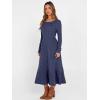 image:imageANRABESS Womens Long Sleeve Midi Dress Spring Rib Knit Crew Neck A Line Soft Flowy Swing Dresses with Pocket Casual TrendyNavy Blue