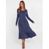 image:imageANRABESS Womens Long Sleeve Midi Dress Spring Rib Knit Crew Neck A Line Soft Flowy Swing Dresses with Pocket Casual TrendyNavy Blue