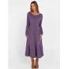 image:imageANRABESS Womens Long Sleeve Midi Dress Spring Rib Knit Crew Neck A Line Soft Flowy Swing Dresses with Pocket Casual TrendyPurple