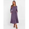 image:imageANRABESS Womens Long Sleeve Midi Dress Spring Rib Knit Crew Neck A Line Soft Flowy Swing Dresses with Pocket Casual TrendyPurple