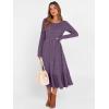 image:imageANRABESS Womens Long Sleeve Midi Dress Spring Rib Knit Crew Neck A Line Soft Flowy Swing Dresses with Pocket Casual TrendyPurple