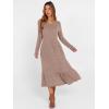 image:imageANRABESS Womens Long Sleeve Midi Dress Spring Rib Knit Crew Neck A Line Soft Flowy Swing Dresses with Pocket Casual TrendyTan