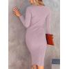 image:imageANRABESS Womens Long Sleeve Mock Neck Slim Fit Ribbed Bodycon Knit Slit Cocktail Sweater Midi Dress 2025 Trendy Fall OutfitsLight Purple