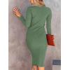 image:imageANRABESS Womens Long Sleeve Mock Neck Slim Fit Ribbed Bodycon Knit Slit Cocktail Sweater Midi Dress 2025 Trendy Fall OutfitsOlive