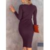 image:imageANRABESS Womens Long Sleeve Mock Neck Slim Fit Ribbed Bodycon Knit Slit Cocktail Sweater Midi Dress 2025 Trendy Fall OutfitsPurple