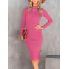 image:imageANRABESS Womens Long Sleeve Mock Neck Slim Fit Ribbed Bodycon Knit Slit Cocktail Sweater Midi Dress 2025 Trendy Fall OutfitsRose