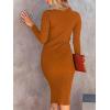 image:imageANRABESS Womens Long Sleeve Mock Neck Slim Fit Ribbed Bodycon Knit Slit Cocktail Sweater Midi Dress 2025 Trendy Fall OutfitsRust