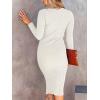 image:imageANRABESS Womens Long Sleeve Mock Neck Slim Fit Ribbed Bodycon Knit Slit Cocktail Sweater Midi Dress 2025 Trendy Fall OutfitsWhite
