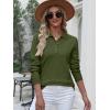 image:imageANRABESS Womens Long Sleeve Polo Sweaters Knit Button Shirt Lightweight Dressy Casual Basic Pullover Tops 2026 Fall FashionArmy Green