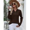 image:imageANRABESS Womens Long Sleeve Polo Sweaters Knit Button Shirt Lightweight Dressy Casual Basic Pullover Tops 2026 Fall FashionCoffee